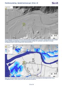 Bildet viser to kart fra en flomfarevurdering (LIDAR-data og markfuktighetskart) for et område i Gjesdal kommune.