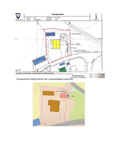 Situasjonsplan som viser plassering av avløpsanlegg og tilhørende infrastruktur på tomten.