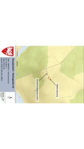Situasjonskart som viser topografi, plassering av tiltaket (rødt sirkel) og avstand til nabogrense.
