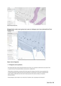 Bildet viser to skjermbilder av et digitalt kart (Kartlegging) som viser aktsomhetsområder for flom og kvikkleire, samt en tekstbeskrivelse av en byggesak.