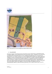 Planoversikt over eiendom med topografiske linjer, vegforløp og arealoppdeling