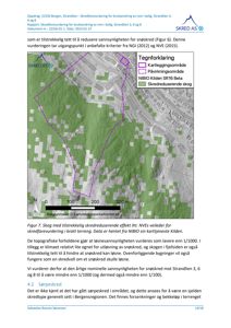 Kart over et område med overlagte data om skredfare og skredreduserende skog.