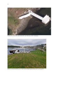 To bilder fra en byggesak: et flyfoto og et tilsynsbilde av en landgang og sjøbunn.