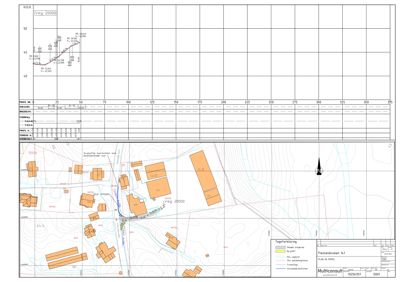 Situasjonsplan som viser eksisterende og planlagt bebyggelse, vegnett, vannløp og terrengforhold.