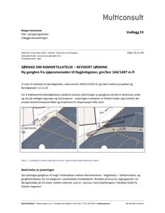 Tegninger som viser landingsplan for en gangbru (forrevidert løsning til venstre og opprinnelig omsøkt løsning til høyre).