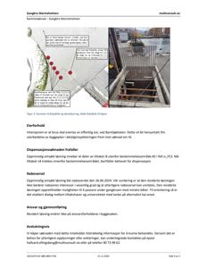 Fotografi av en fiskesjefelle under bygging, med tekstbokser som forklarer detaljer om sjefellen og dens plassering.