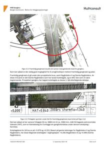 Fotografi av en bygning og omgivelsene sett fra luften, med en rød strek som viser en planlagt gangtrasé.