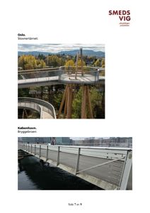 Fotografier av to ulike broer: Stovnertårnet i Oslo og Bryggebroen i København.