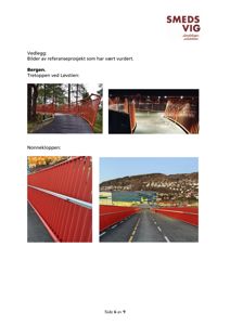 Et dokument med fire fotografier av referanseprosjekter (Tretoppen ved Løvstien og Nonnekloppen) fra arkitektfirmaet Smedvig.