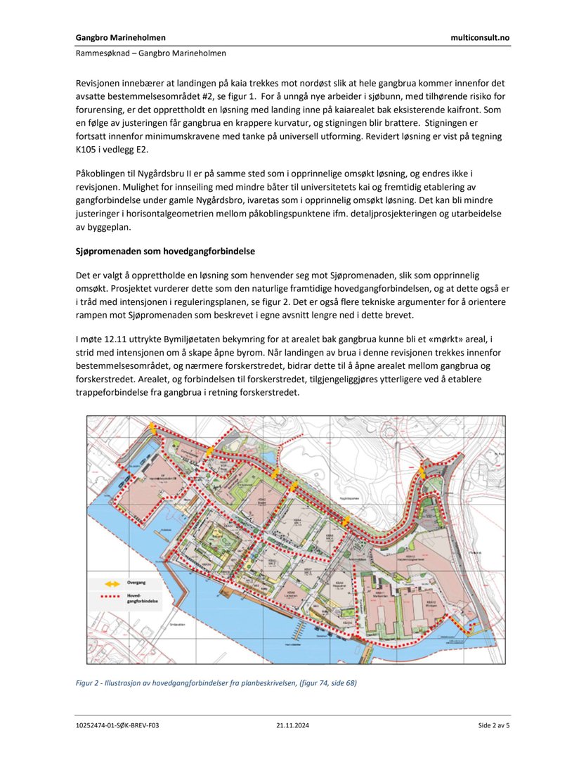 Illustrasjon av hovedgangforbindelser og arealbruk (grønnt og rødt) i et byggeprosjekt.