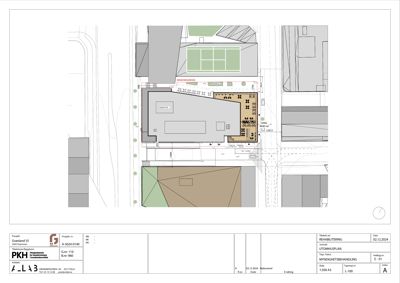 Situasjonsplan som viser bygningens plassering i forhold til naboeiendommer, veier og tomtegrenser.