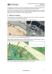 Dokumentet inneholder tekster og to kartbilder (flyfoto/terrengkart) som viser eiendomsplassering, topografi og elvekant.