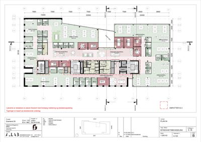 Etasjeplan (PLAN 04) som viser romfordeling, arealer og funksjoner for et bygg.
