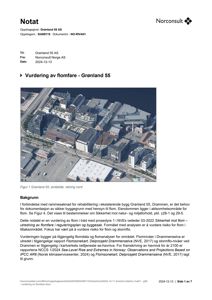 Luftfoto (skråbilde) av Grønland 55 i Drammen, vist som Figur 1 i et notat om flomfare.