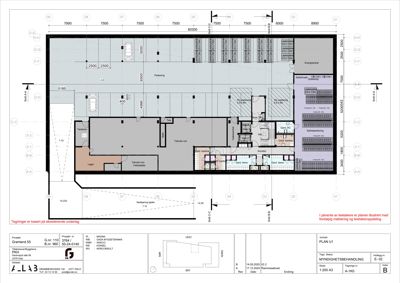 Etasjeplan (PLAN U1) som viser romfordeling, dimensjoner og funksjon for et bygg.