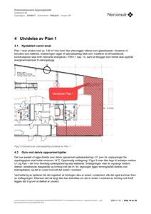Etasjeplan (overblikk) som viser romfordeling og utvidelse av et plan i en bygning.