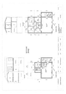 Plantegning av en bolig (NY PLAN) som viser romfordeling og dimensjoner for etasje 1 og etasje 2.