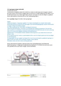 Fasadetegning av en bygning med tekstbeskrivelse av høyder og avvik fra godkjente tegninger.