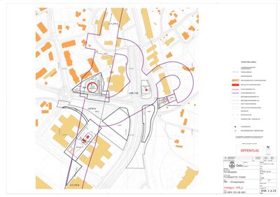 Situasjonsplan som viser tomtens plassering i forhold til nabolag, veier og eksisterende bygninger.
