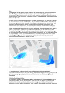 Et kart som viser et område med overlagte vannsamlinger (blå felter) og bygninger, sannsynligvis en del av en regnvannshåndteringsplan.