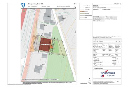 Situasjonsplan som viser tomtens beliggenhet, grenser og omgivende bygninger.