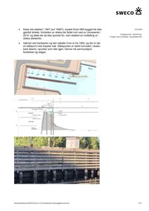 Fotografi av en gammel kai med mål på konstruksjonen (107cm, 70cm, 85cm) og en bygning i bakgrunnen.