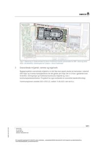 Situasjonsplan som viser markering av tiltaksområdet for Arena Fredrikstad innenfor planområdet for FMV 1 Arena og skole.