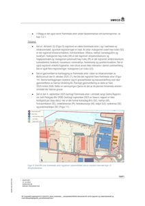 Situasjonsplan som viser et kart over et område med bygningsplasseringer, vegetasjon og en markert rød linje som indikerer et tiltaksområde.