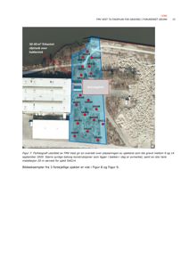 Flyfoto utsnitt som viser plassering av sjakter og betongkonstruksjoner på en tomt.