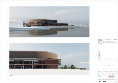 3D-visualiseringer (renderinger) av Arena Fredrikstad sett fra ulike vinkler.