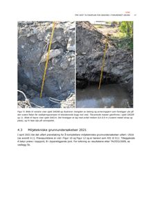 Fotografier av to sjakter (SAG08 og SAG14) med målestokk, som illustrerer grunnsituasjonen under en bygning.