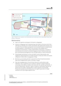 Et kart som viser et planområde med markerte områder for friluftsliv og en blå ramme rundt et spesifikt område. Kartet inneholder også en nordpil og gater.