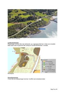 Bildet viser en side fra en byggesak som inneholder et skråfoto med plassering, en markslagskart med legend, og tekster om landbruks- og reinbeiteinteresser.