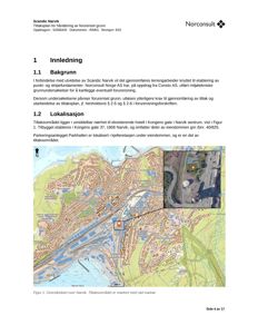 Oversiktskart over Narvik som viser lokalisering av tiltaksområdet (rød markør) og nabolag.