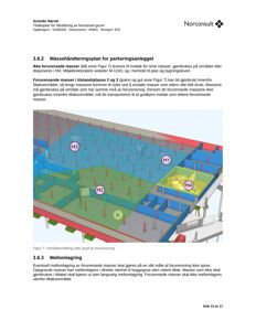 Fotografi av en 3D-modell som viser et parkeringsanleggs plan med fargekodet forurensningsgrad (M1-M4).
