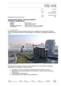 Fotografi av et planlagt hotellprosjekt (Scandic Hotel Narvik) sett fra nordvest, inkludert omgivelsene.