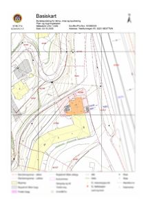 Basiskart (situasjonsplan) fra Bergen kommune som viser eiendomsgrenser, høydekurver, bygninger og tekniske installasjoner for adressen Nesttunvegen 81.