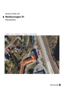 Luftfoto av eiendom ved Nesttunvegen 81 med støyutgreiing
