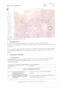 En situasjonsplan (losmassekart) som viser et område med bygningsplasseringer og topografi.