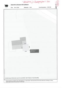 Situasjonsplan eller tomteplan som viser bygningens plassering på tomt med mål og areal.