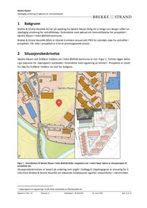Bildet viser en oversiktskart over Søndre Mysen med en markert tomt (rød prikk) og en situasjonsplan i nederste høyre hjørne.