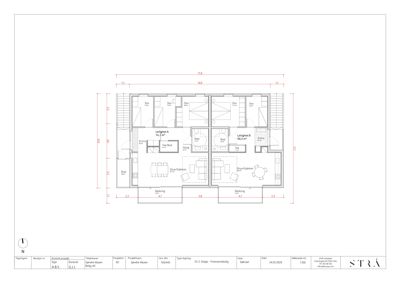 Etasjeplan for et flerboligprosjekt (E5 2. Etasje) som viser romfordeling, arealer og dimensjoner for to leiligheter.