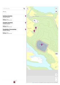 Kartvisning av et område med markerte kulturminner (gravhaug, gravminne, forsvarsanlegg) og topografiske linjer.