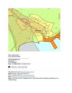 Situasjonsplan som viser tomtens beliggenhet, grenser, høydemålerlinjer og nabolag.