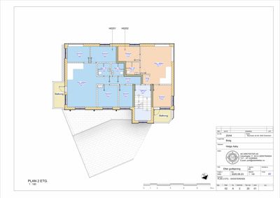 Etasjeplan (2. etasje) med romfordeling, areal og døråpninger for en bolig.