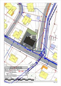 Situasjonskart som viser tomt, naboeiendommer, veier og infrastruktur i Drammen.