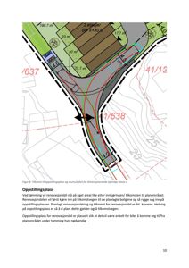 Situasjonsplan som viser tomtens form, innkjøringsvei, oppstillingsplass for renovasjonsbil og tilhørende tekstbeskrivelse.