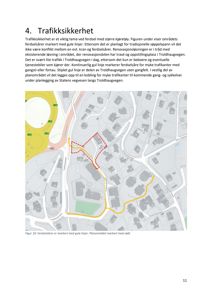 Kart som viser et område med gule og røde linjer som markerer ferdselsårer og planområder.