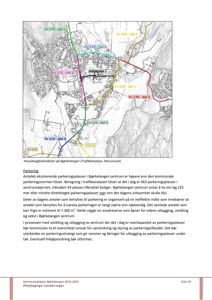 Kart som viser hovedvegforbindelser (Fv 115, 170, 223, 234) i Bjørkelangen sentrum med tilhørende tekst om parkering.