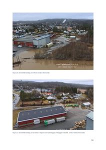 To dronefotografier av et industribygg og omgivelsene, tatt 14.3. Bildet viser eksisterende tilstand og nabolag.